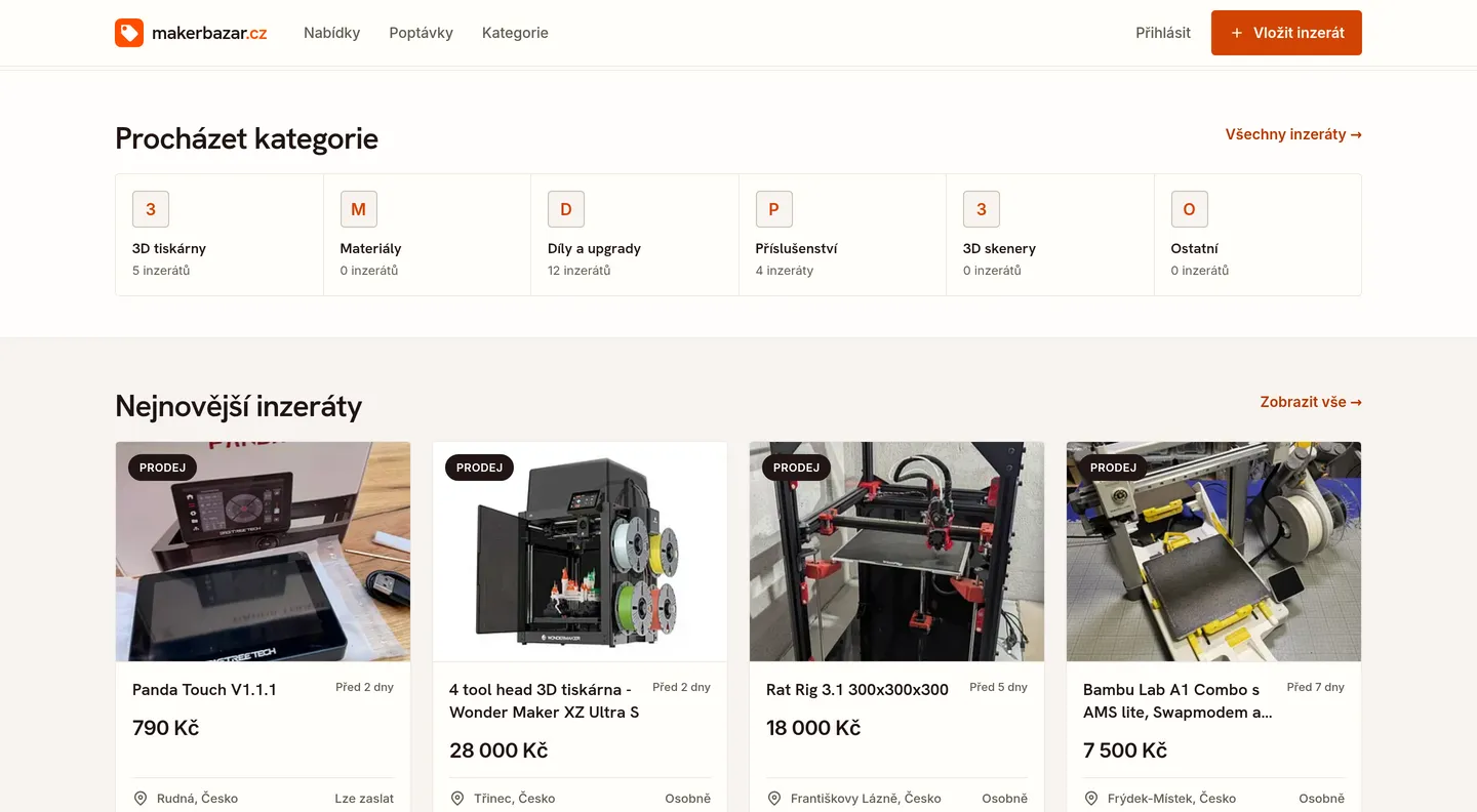 Nejnovější inzeráty na MakerBazaru